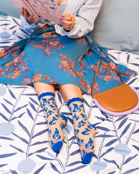 Blueberry Ruffle Sheer Crew Sock-7