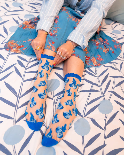 Blueberry Ruffle Sheer Crew Sock-1